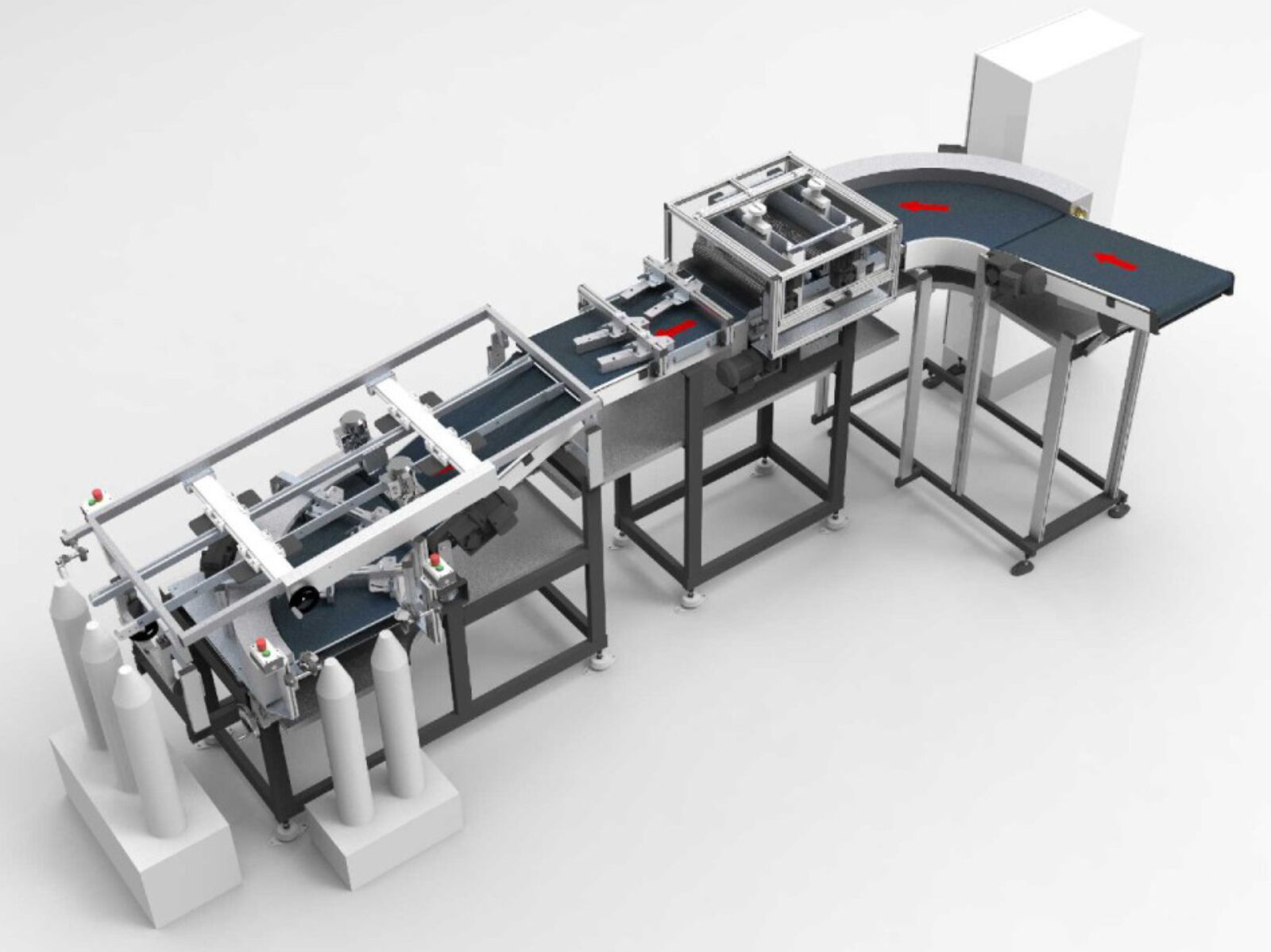 Conveyor belt with integrated electromagnets, belt curves and scraper station as a reliable conveyor technology for steel discs